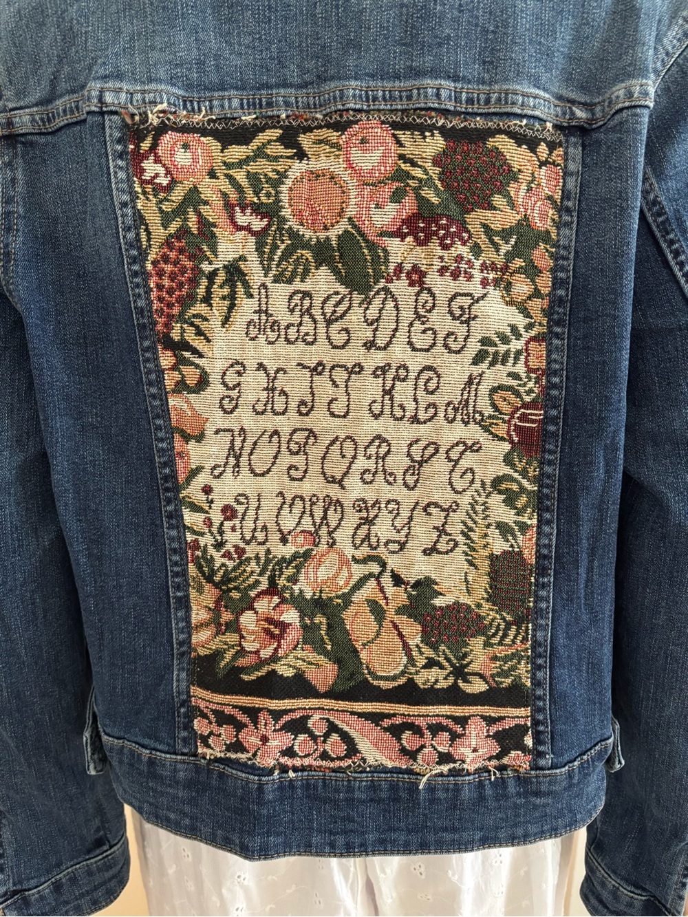 Ricki's Blue Denim Jacket with Embroidered Tapestry Back Panel - Picture 9 of 15